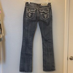 Rock Revival Women's Dark Blue Boot Cut Jeans with Rhinestone detail